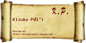 Klinko Pál névjegykártya